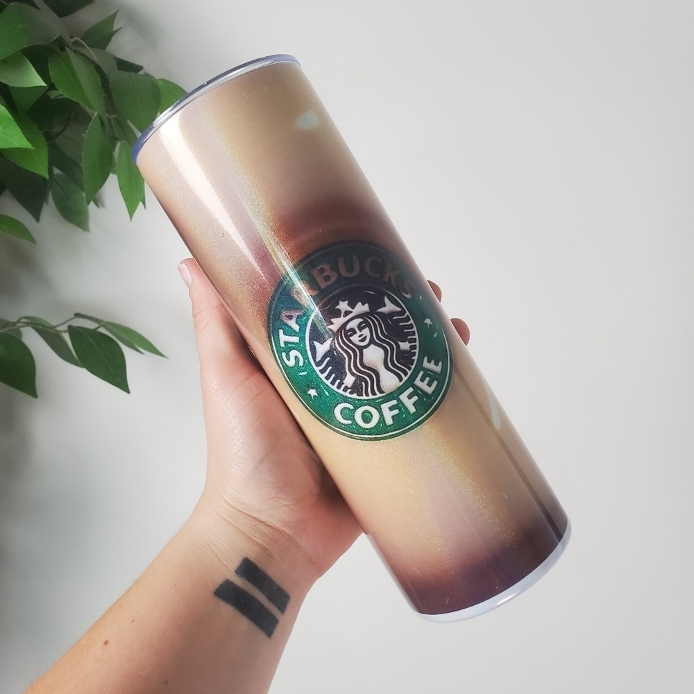 Inspired Starbucks Gold Brown Coffee Tumbler 20oz Stainless Steel